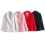 Women's Textured Double Breasted Blazer New 2025 Autumn / Winter Fashion Casual