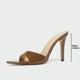 Women's High-Heeled Sandals Tip Kittens And Muller Spring And Summer Night Party Chocolate Brown Women's