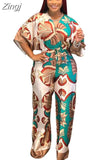 Flower Women Jumpsuits For Autumn Long Sleeve Bandage Loose Fashion Streetwear Overalls Wide Leg Pants Trousers