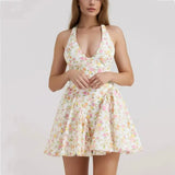 Floral Halter Mini Dress-Outfit