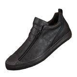 Autumn New Men's Shoes Trendy Shoes Men's Double Zip Casual Shoes Men's Board Shoes Trend Warm Leather