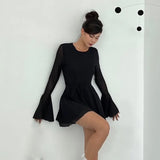 Zingj 2023 New Women's Ins Hot Girl Park Caiying With The Same Temperament Round Collar Horn Long Sleeve Gauze