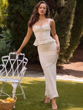 High-End Women's Fashion Set Sexy Lace Sling Small Top Cover-Up To Repair Fishtail Half Skirt