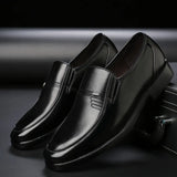 Zingj Men's Plus-Size Leather Shoes Autumn Business Leisure Elderly Shoes Cover Feet Men's Shoes Black Work