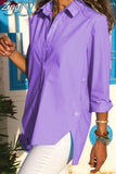 Lady Irregularly Split Shirt Casual 5XL Loose Blouse Women Shirts Spring Long Sleeve Button Tops Chic Clothes