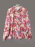 Summer Korean Version Of Loose Literature And Art Casual Lazy Style Printed Round Collar Shirt