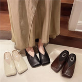 And Summer 2025 New One-Legged Pedal Top Half Slippers Wearing Women's Shoes Light Mouth Comfortable Soft Flat Single