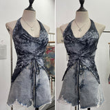 Shooting Holiday Wind Hanging Neck Collar Collar Tidling Strap Sling Vest Tie Mesh Yarn Short Sleeveless Top