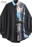 Long Sleeve Women's Blouse Shirt Patchwork Turn Down Collar 2023 Autumn Korean Fashion Clothing Casual Female