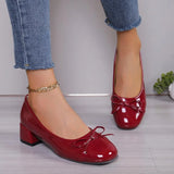 Leather Square With Fashion Single-Shoe Women's Shoes 2025 New Low-Heeled Light Bow Single Shoes Small Leather