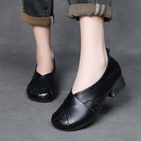 Layer Of Cowhed Leather Retro Windy Mother Shoes Autumn New Soft-Soled Single Shoes Women Casual Small Leather
