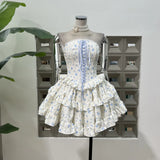 French Fashion Ribbon Crumbed Girl Series Cake Corset Dress With Same Color Pumpkin