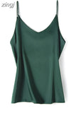 Silk Women Camis Tops Woman V-neck Satin Tank Tops Women Sleeveless Silk White Tops 3XL Sexy Satin Halter Top OL
