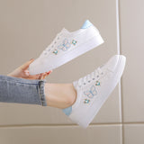 White Shoes Women 2025 New Spring Breathable Flats Shoe Lace With Sports Fashion Casual Shoes