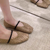 Head Hollow Breathable Weaving Single-Shoe Women 2025 Spring And Summer New Fashion Shallow Temperament Mary