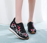Zingj Shoes, Sports Shoes Autumn And Winter Leisure Walk Shoes Lace Embroidered Cloth Shoes Inside Heighten Women's