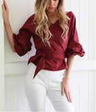Harajuku Shirts White Blouse Sexy Off Shoulder Tops Solid V-Neck Fashion Women Blouse and Tops Y2K Clothes