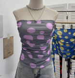 Shooting Holiday Storm Spot Bump Color Mesh Strapped Braped Vest Female Summer Dew Back Hottie Top