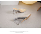 Summer New Fashion High-Heeled Slippers Women Transparent Slope Shoes One-字 Type Wearing Fairy Cool Slippers