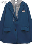 Autumn Winter Women's Coat Patchwork Japaneses Korea Design Elegant Casual Outerwear Y2k Harajuku Oversize Female