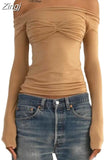 Women Winter 2023New Y2K White Simple Casual Office Lady Elastic Skinny Off Shoulder Sexy Bow Tie Decoration Chic