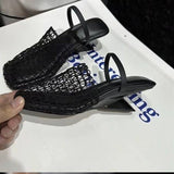 Summer Fashion Casual Lady Breathable Black Woven Head French Women's Shoes Niche Slopes And