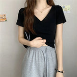 Zingj Summer New Design Cross Versatile Show Slim Short-Sleeve T-Shirt Korean Version Short Pure Color Jacket