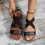 Spring And Summer New Flat Sandals Women Tight With Roman Beach Shoes Toe Large Women's
