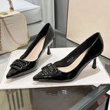 French Pointed High-Heeled Shoes Shallow All-Inclusive Square Ringing Temperament Single Shoes Slender High Heel