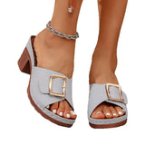 Fish Mouth Slippers Women 2025 Summer New Large-Size Rough And Square Button-Type