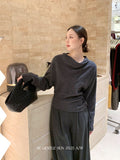 Xixi 2025 Autumn New White Label Elegant High-Collar Knitted Shirt With Long-Sleeved Top Sweater Female