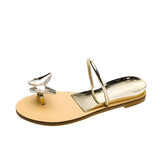 Sandals Women's Flat Bottom 2025 Summer New Fairy Students Toe Water Drill Round Head Cool Slippers Women