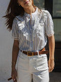 Korean Version Of The Summer New Women's Short-Sleeved Sweet Loose Simple Shirt