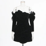 Design-Sensitive Dress Woman 2025 Spring New Sexy Fashion Three-Dimensional Flowers Splicing Body Bra Short