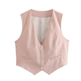 Color Y2K2025 Summer Leisure Repair Vest Sleeveless Vest Short Blouse Women
