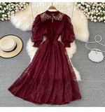 Wind Collar High-Rise Thin Foam Sleeve Lace Dress Bohemian Seaside Holiday Dress