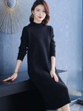 Autumn Winter New Loose Thickened Knitted Woolen Dress Long Sleeve Woman Dress Fashion Style Sweater Streetwear