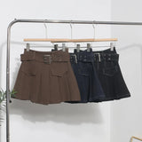 Shooting Hottie Retro Bright Line Dress Women Walk Light 100-Fold Skirt High-Rise Thin A Short Skirt