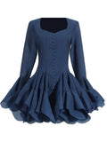 French High-End Single-Dear Fairy Dress 2025 New Square Lotus Side Horn Sleeve Temperament Dress Female