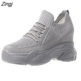 Autumn High Platform High Heels Women Thick Sole Shoes Heels Wedge Sneakers Breathable Mesh Casual Shoes