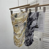 Splash Ink Dye Mesh Wrap Chest Vest Irregular Stacked Folded Sleeveless Top