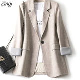 Women Trendy Patchwork Korean Chic Spring Loose Pockets Lady Elegant Coats Single Button Minimalist Outwear Long