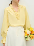 Temperament Lace Lace V-Neck Shirt Women's Spring 2025 Design Sense Niche Elegant Loose
