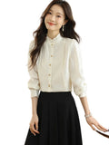 Spring Dress New French Long-Sleeved Shirt Women's Lace Collar Chic Commuter Blouse Fashion Shirt