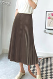 Women's Maxi Winter Skirt A-line White High Quality Brown Vintage Long Pleated Skirt Midi Elastic Waist Elegant for Women
