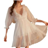 Three-Dimensional Flower Girl With Pyjamas Pyjamas Slings French Romantic Vacation Pyjamas Ambience Pyjab