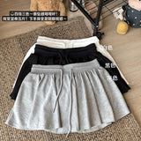 Style 抽抽抽绳 Sports Skirt Women's Summer Model 2025 High-Waisted Wide Leg Trousers With Inner Lining Half