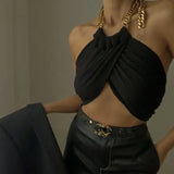 Zingj New Hot Style Sexy Metal Chain Decoration Hanging Neck Bottom Bottom Wrapped Chest Vest