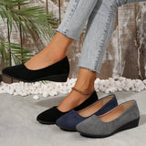 New Pointed Women's Shoes Large Size Shallow Slope Heel Single Shoes Bean Shoes Sports Casual Shoes