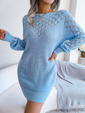 Wind Shooting Autumn And Winter Fashion Hollowed Out A Long-Sleeved Sweater Skirt Explosion